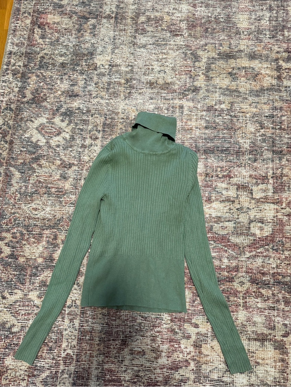 Sage Green Ribbed Turtleneck Sweater